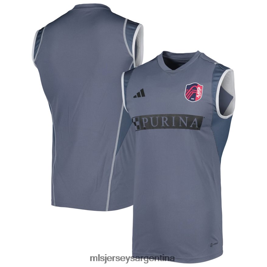 MLS Jerseys hombres calle. camiseta de entrenamiento sin mangas en el campo adidas gris de louis city sc 2023 2T40R8247 jersey