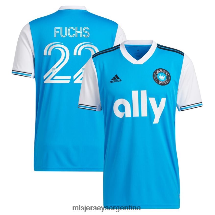 MLS Jerseys hombres charlotte fc christian fuchs adidas azul 2022 camiseta réplica primaria del jugador 2T40R8419 jersey