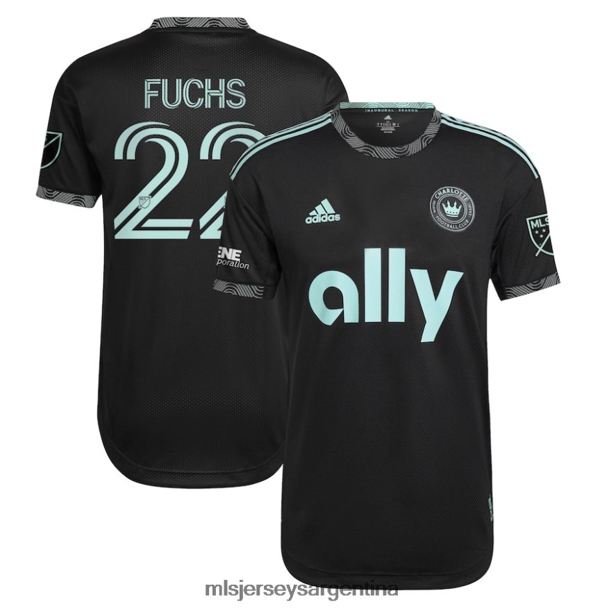 MLS Jerseys hombres charlotte fc christian fuchs adidas negro 2022 camiseta de jugador auténtica recién acuñada 2T40R8541 jersey