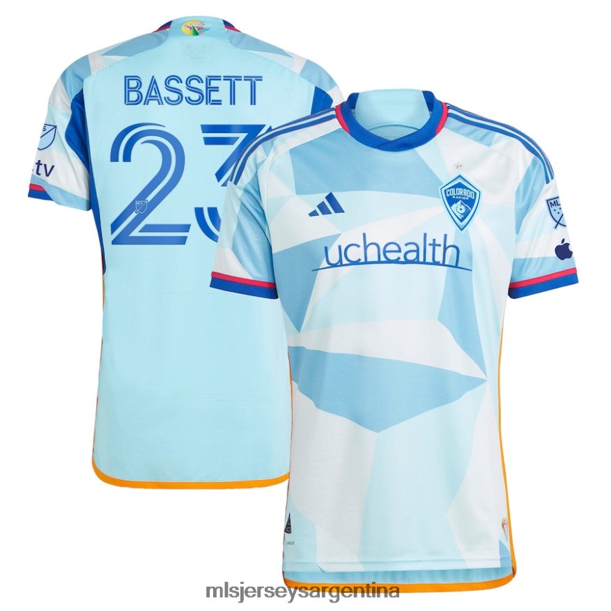 MLS Jerseys hombres colorado rapids cole bassett adidas azul claro 2023 nuevo día kit camiseta auténtica 2T40R8727 jersey