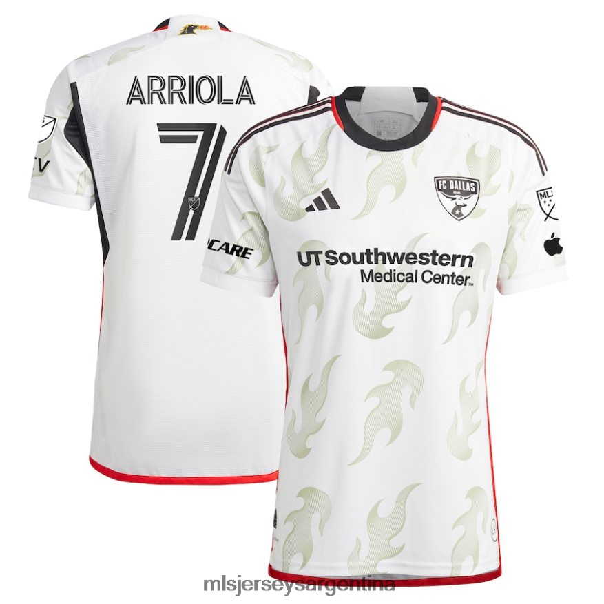 MLS Jerseys hombres fc dallas paul arriola adidas blanco 2023 burn baby burn camiseta de jugador auténtica 2T40R8742 jersey