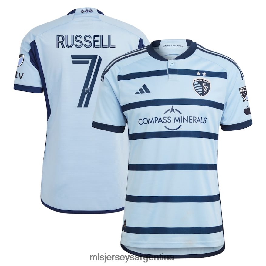 MLS Jerseys hombres camiseta deportiva de kansas city johnny russell adidas azul claro 2023 Hoops 4.0 auténtica camiseta de jugador 2T40R8687 jersey