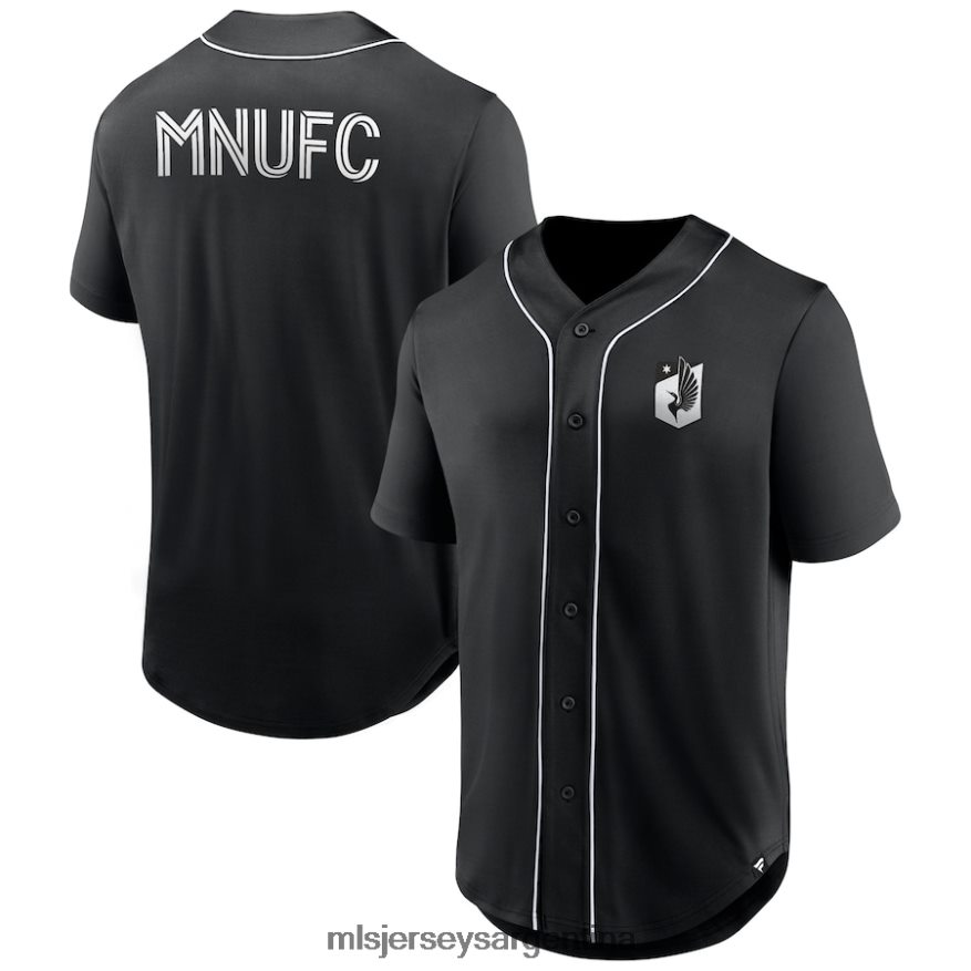 MLS Jerseys hombres camiseta con botones de béisbol de moda del tercer período negra de los fanáticos de minnesota united fc 2T40R8245 jersey
