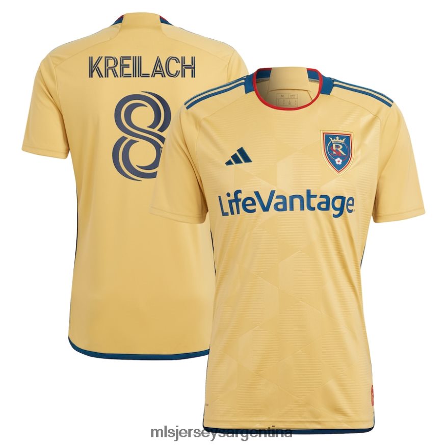 MLS Jerseys hombres lago salado real damir kreilach adidas gold 2023 the beehive state kit réplica de camiseta de jugador 2T40R8674 jersey