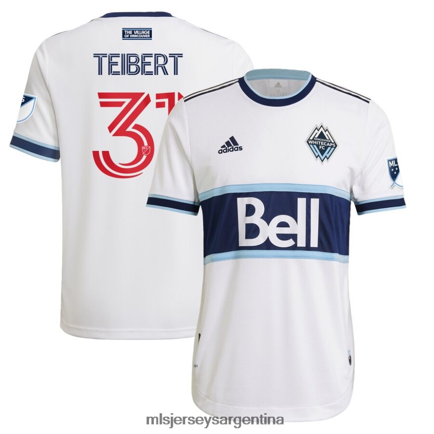 MLS Jerseys hombres vancouver whitecaps fc russell teibert camiseta adidas blanca 2021 primaria auténtica de jugador 2T40R81439 jersey