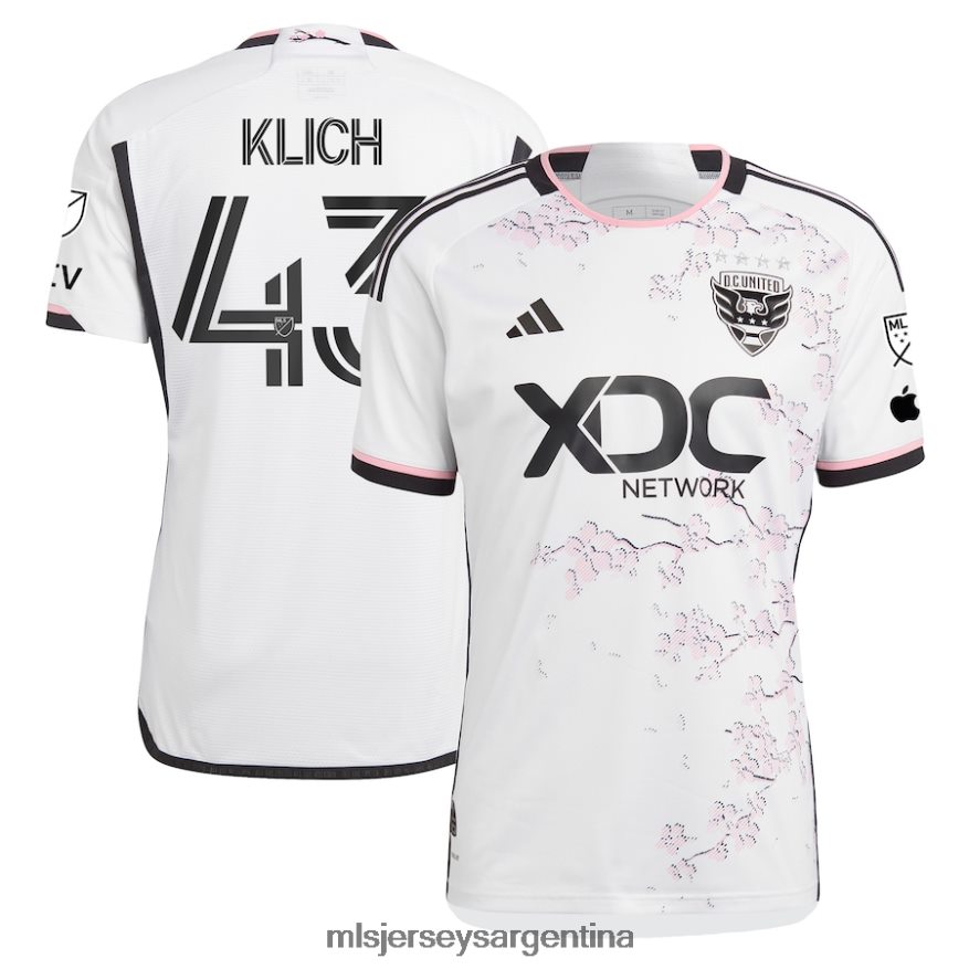 MLS Jerseys hombres corriente continua. United Mateusz Klich adidas camiseta blanca 2023 the cherry Blossom kit auténtica de jugador 2T40R81037 jersey