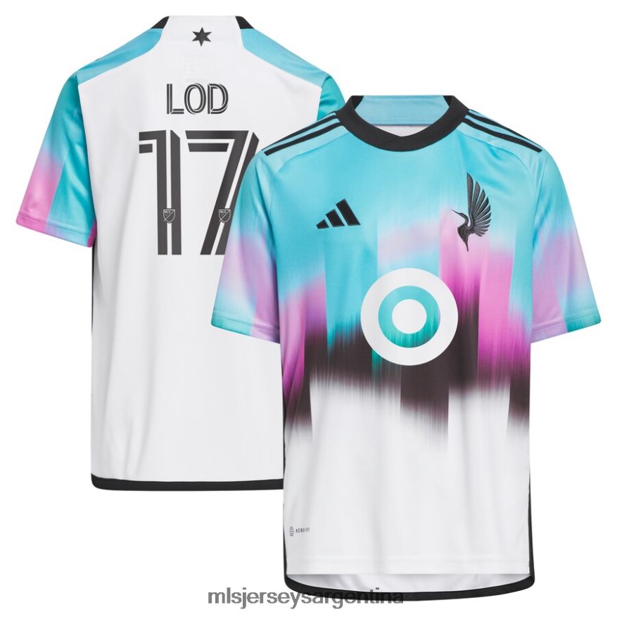 MLS Jerseys niños minnesota united fc robin lod adidas blanco 2023 réplica del kit de la aurora boreal 2T40R8158 jersey